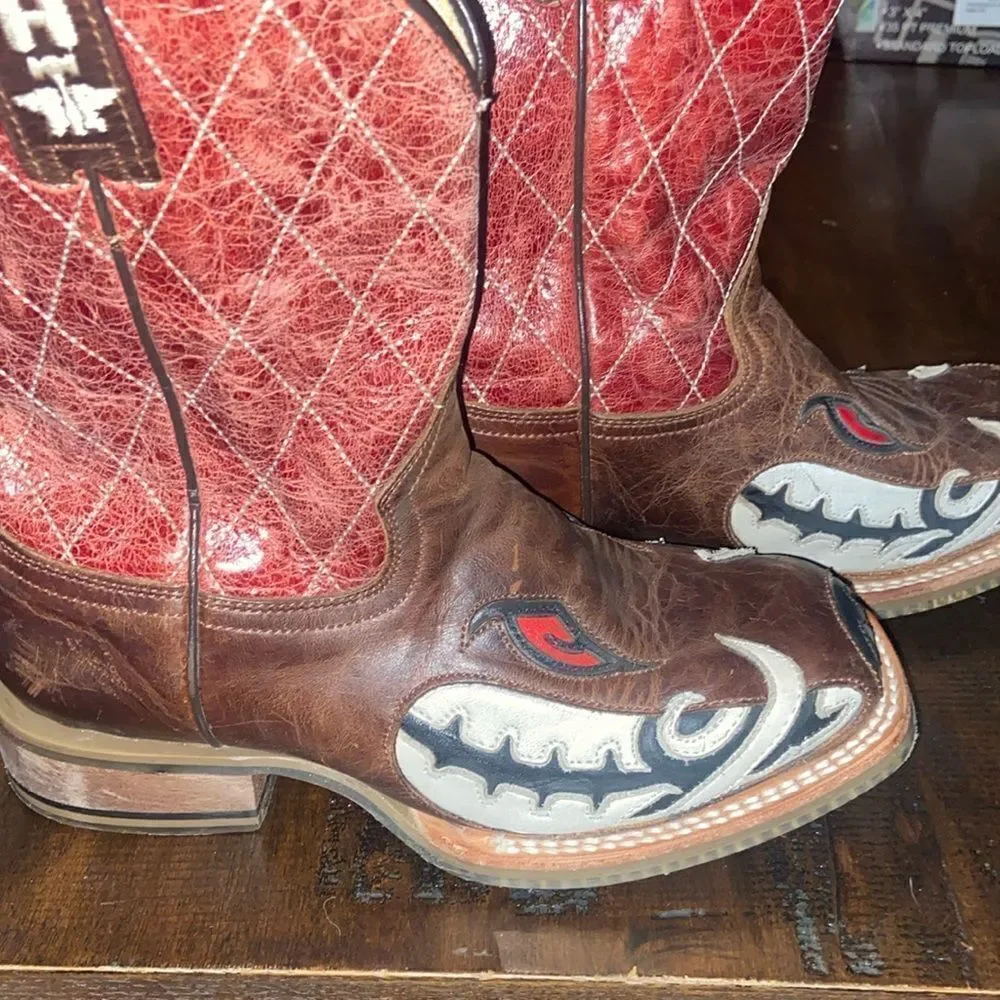 Tin Haul Big Kids Boots - Not Boaring Bacon/Eggs Size 2 Cowboy Boots
